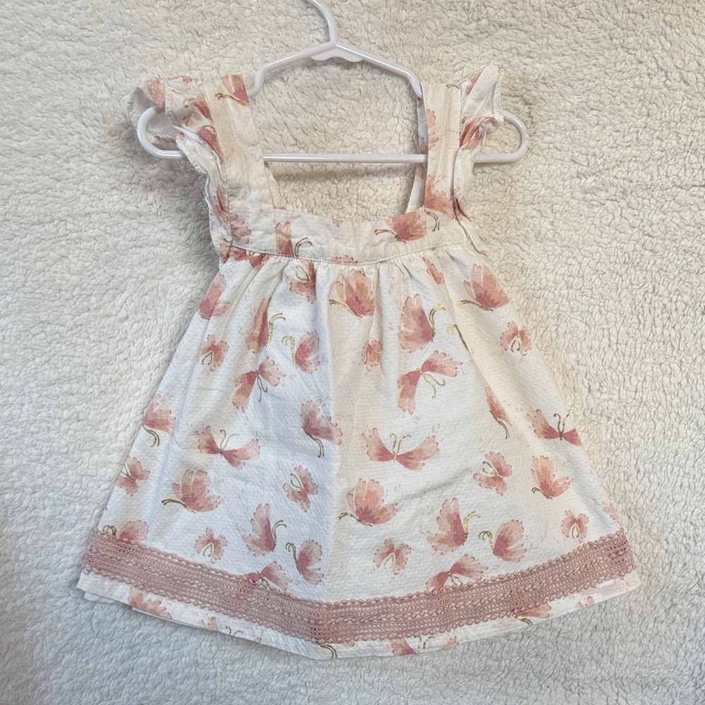 Floral Toddler Blouse with Pink and Gold Accents